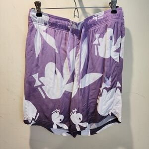 PLAYBOY bu Pacsun Euforia Rayon Purple and White Men's  Graphic Shorts Size M